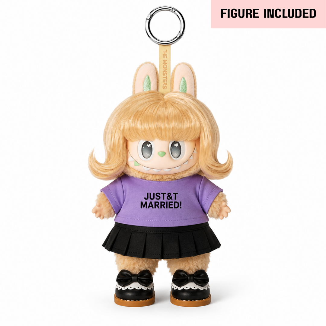 Labubu Just Married Tee & Pleated Skirt Outfit Set – Complete with Authentic Blue Prelude Figure