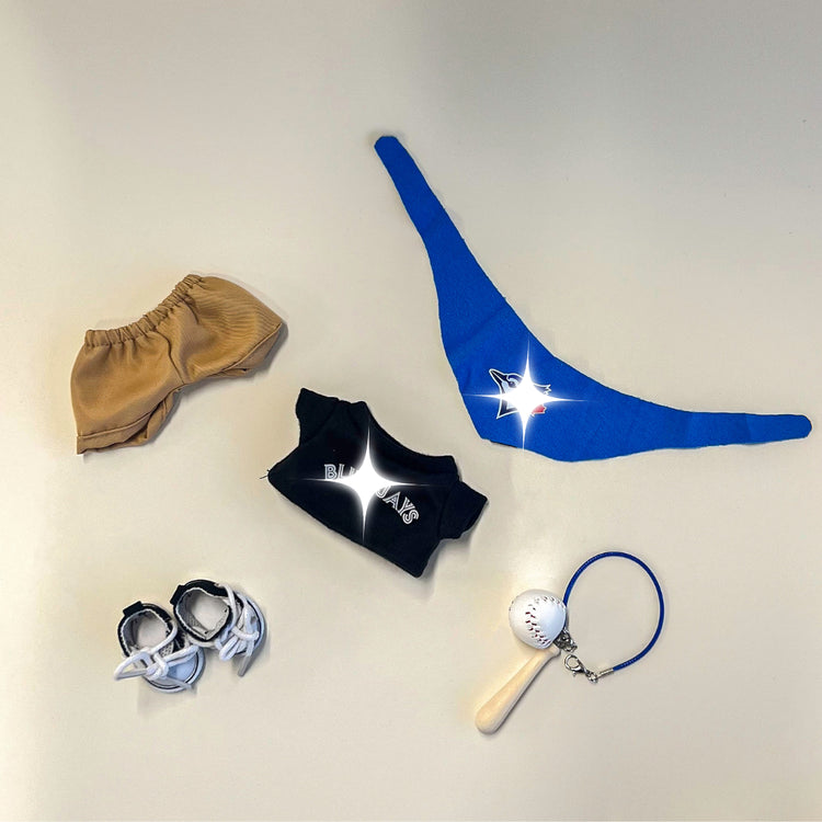 Labubu Baseball Outfit Set –  TBJ Midnight flat lay product shot – Lizzie & Friends