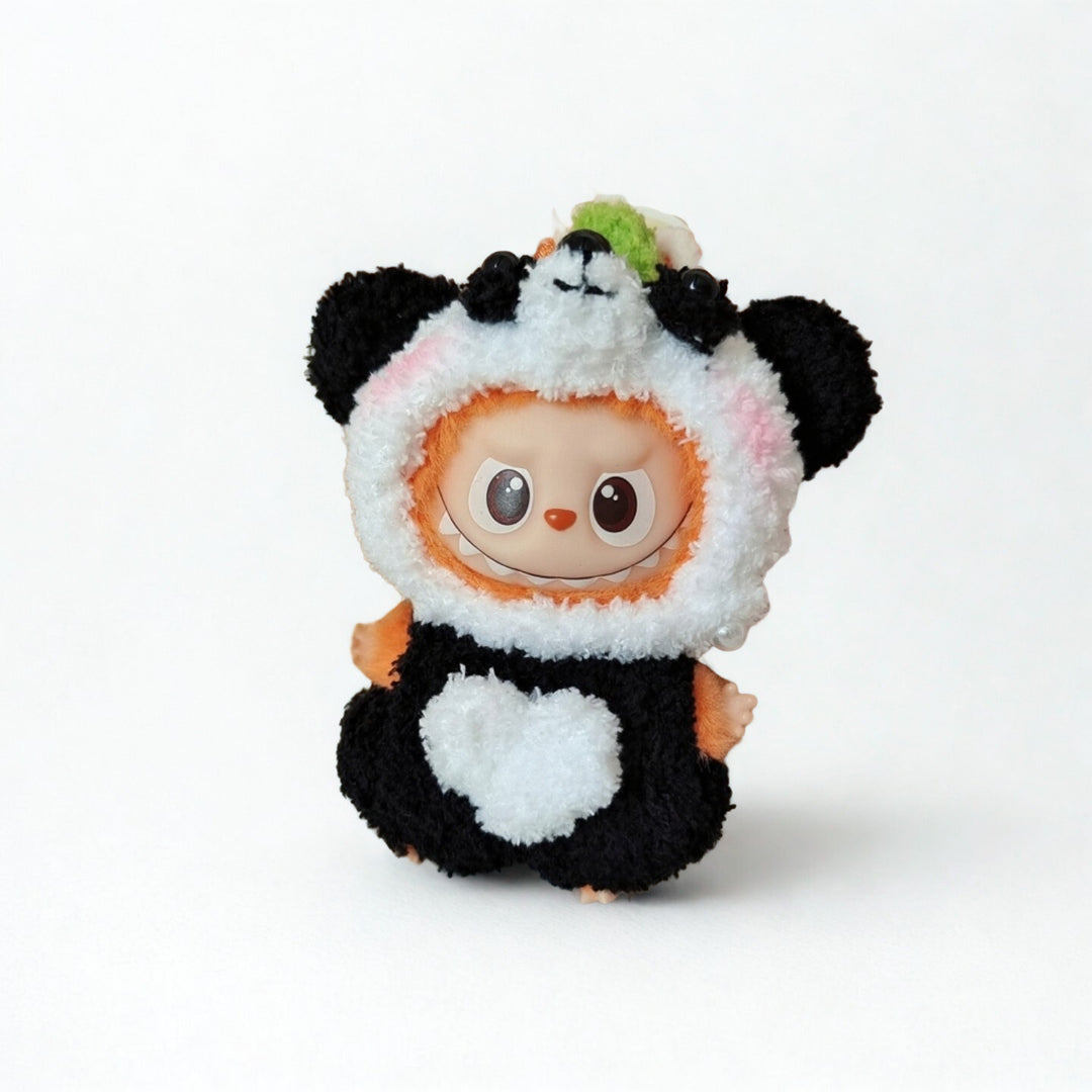 Labubu 4.0 Panda Outfit – Leaf Top Detail – Labubu 4.0 V4 handmade outfit accessory Pop Mart plush doll clothes