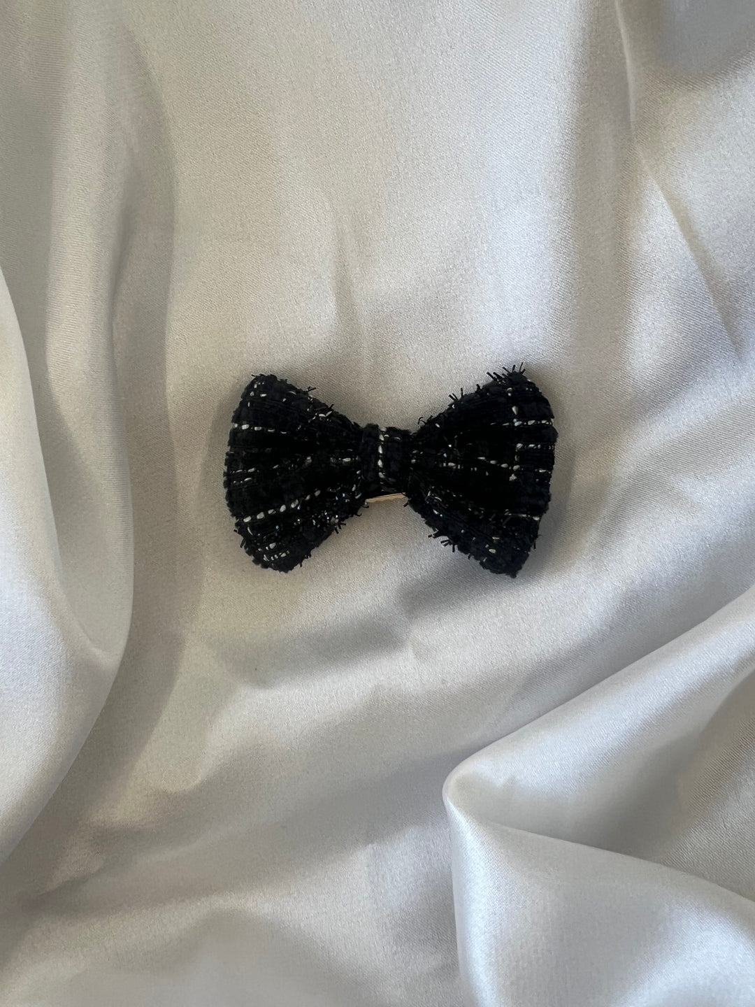 Labubu Classic Black Tweed Dress Set with Bow close-up detail shot – Lizzie & Friends