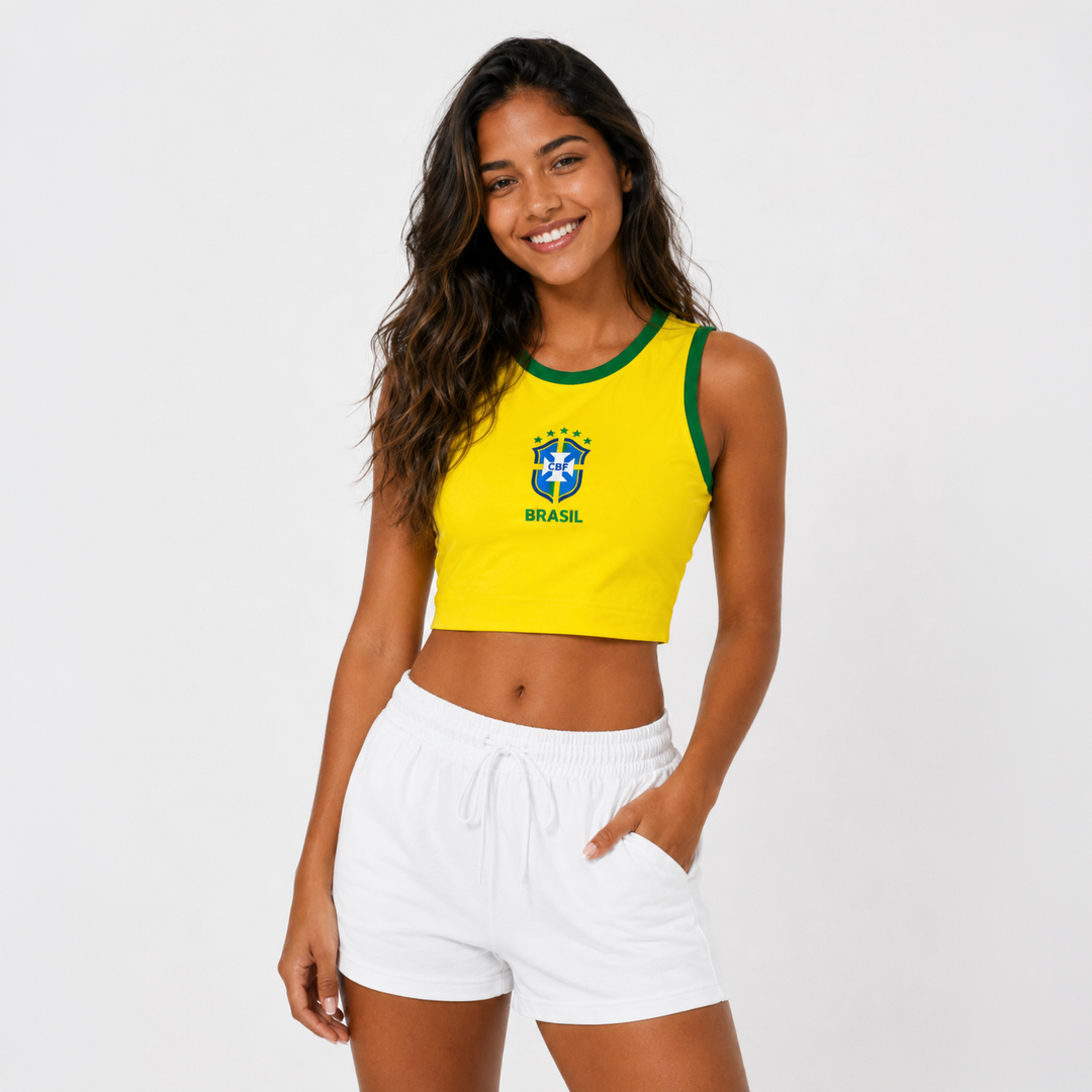 Brazil Crest Crop Tank Top