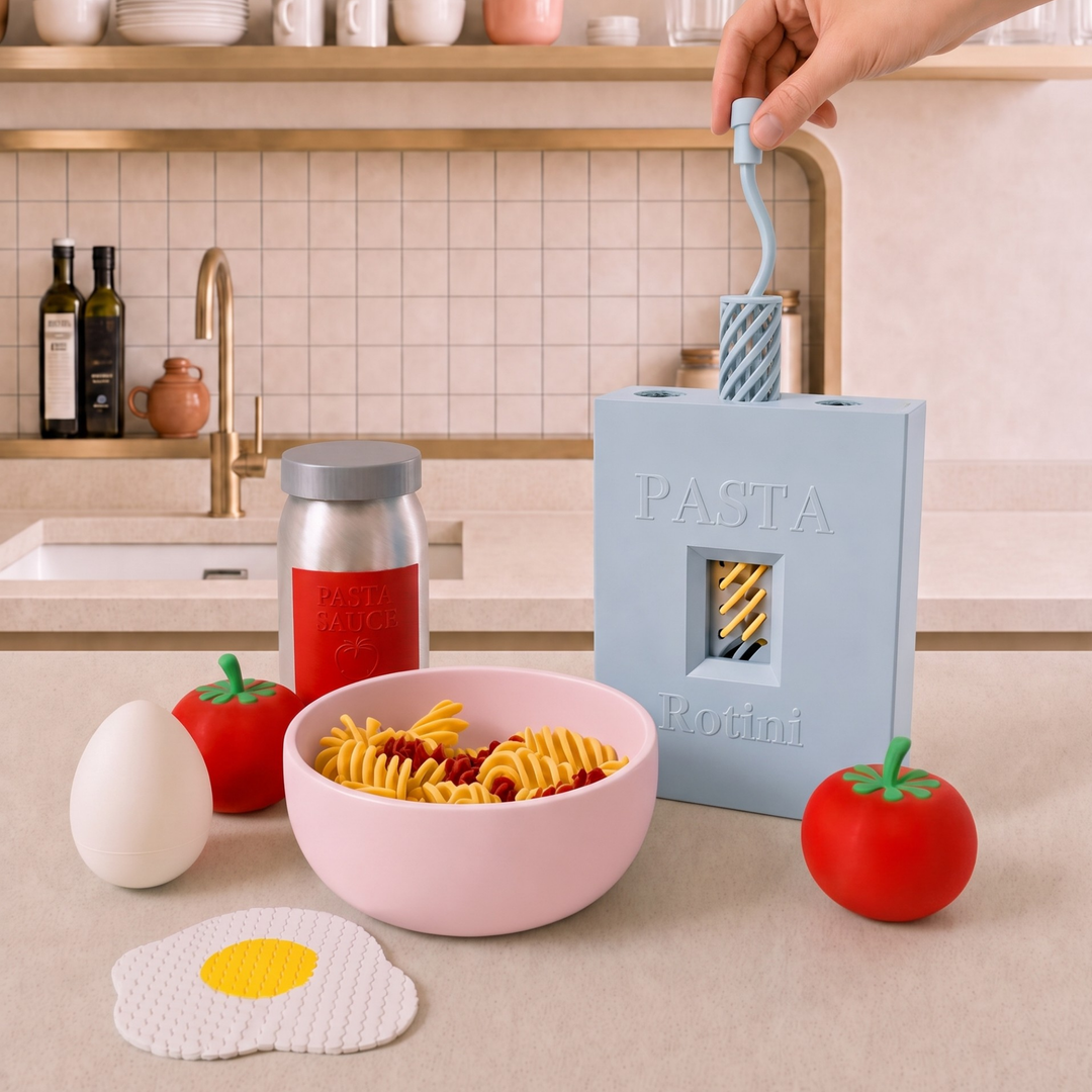 Squishy Pasta Fidget Bowl Set Flushing Blue – 3D Printed Sensory Toy