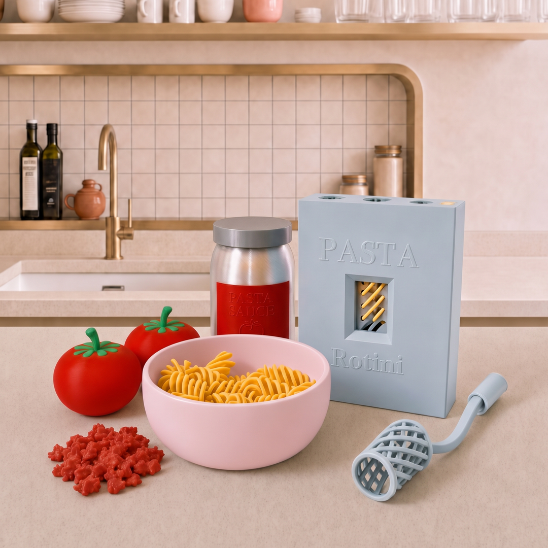 Squishy Pasta Fidget Bowl Set Flushing Blue – 3D Printed Sensory Toy