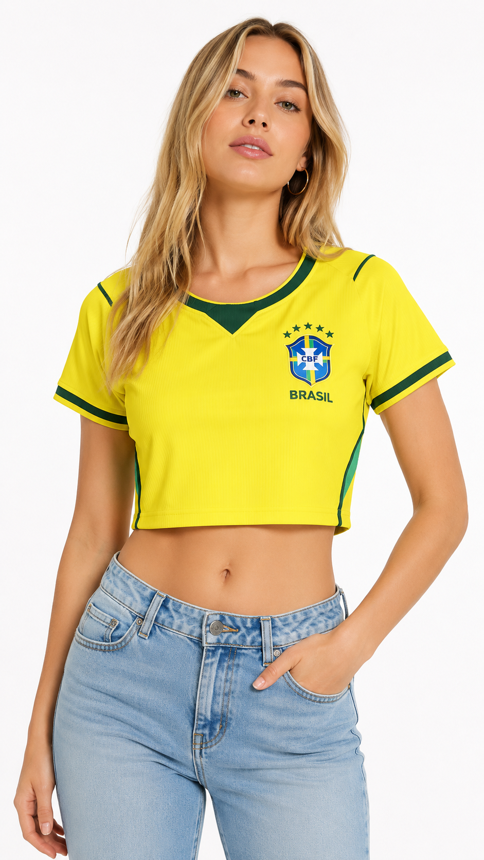 Brazil Crest Crop Jersey Top