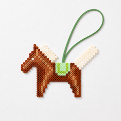 Chestnut & Green Fuse Bead Horse Bag Charm