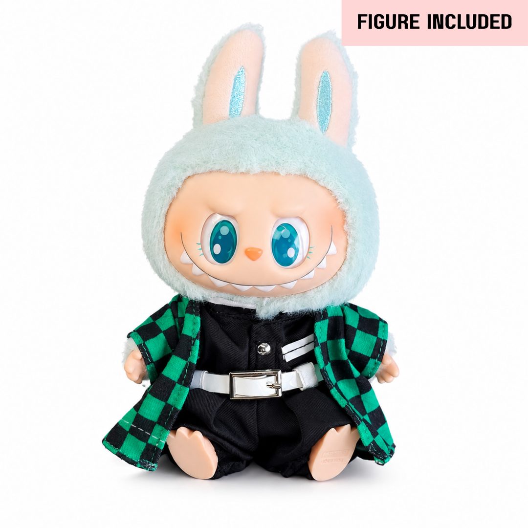 Labubu Demon Slayer Tanjiro Seated Outfit Set – Complete with Authentic Ququ Figure