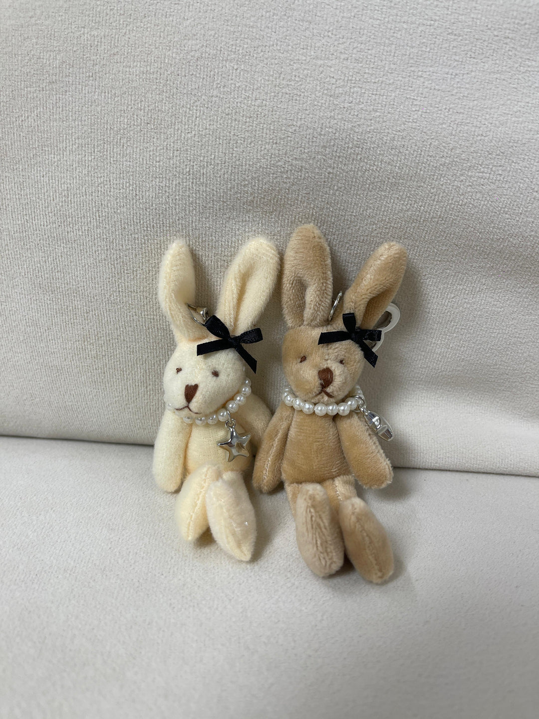 Elegant Pearls Long Bunny Bag Charm