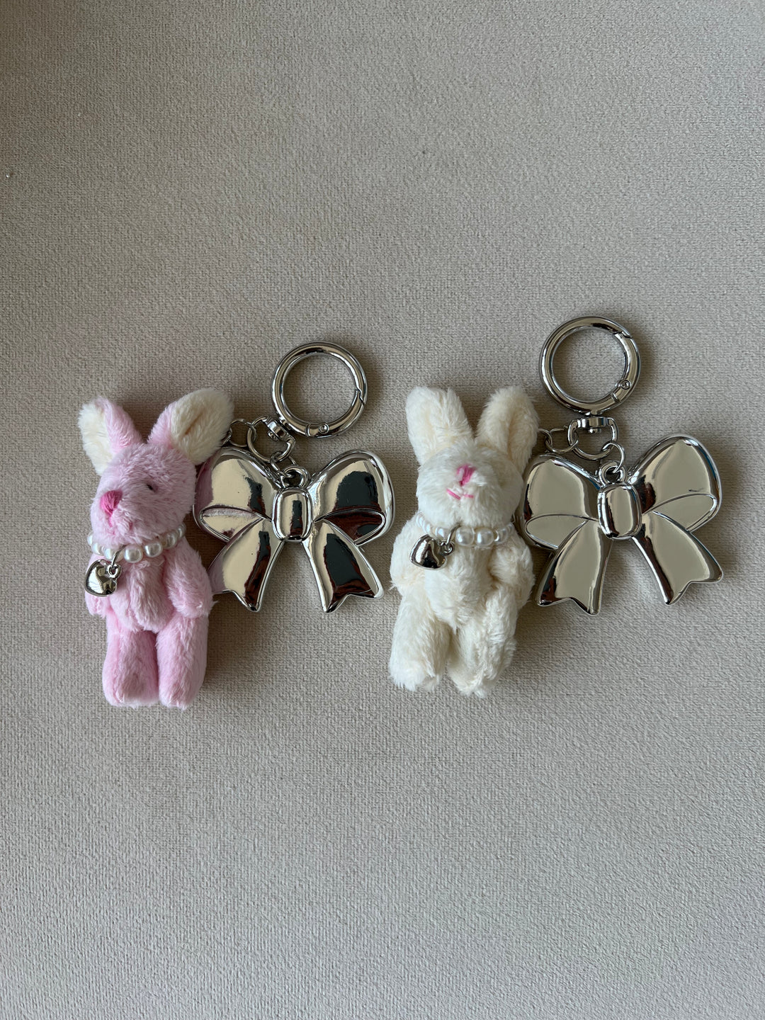 Snuggle Bunny Charm with Silver Bow