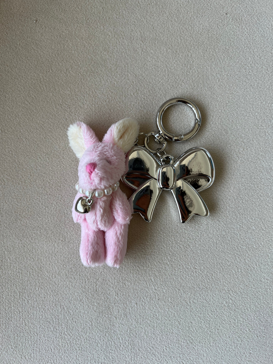 Snuggle Bunny Charm with Silver Bow