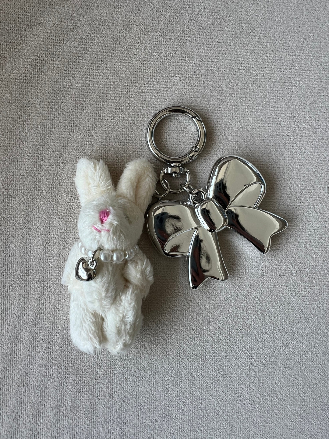 Snuggle Bunny Charm with Silver Bow