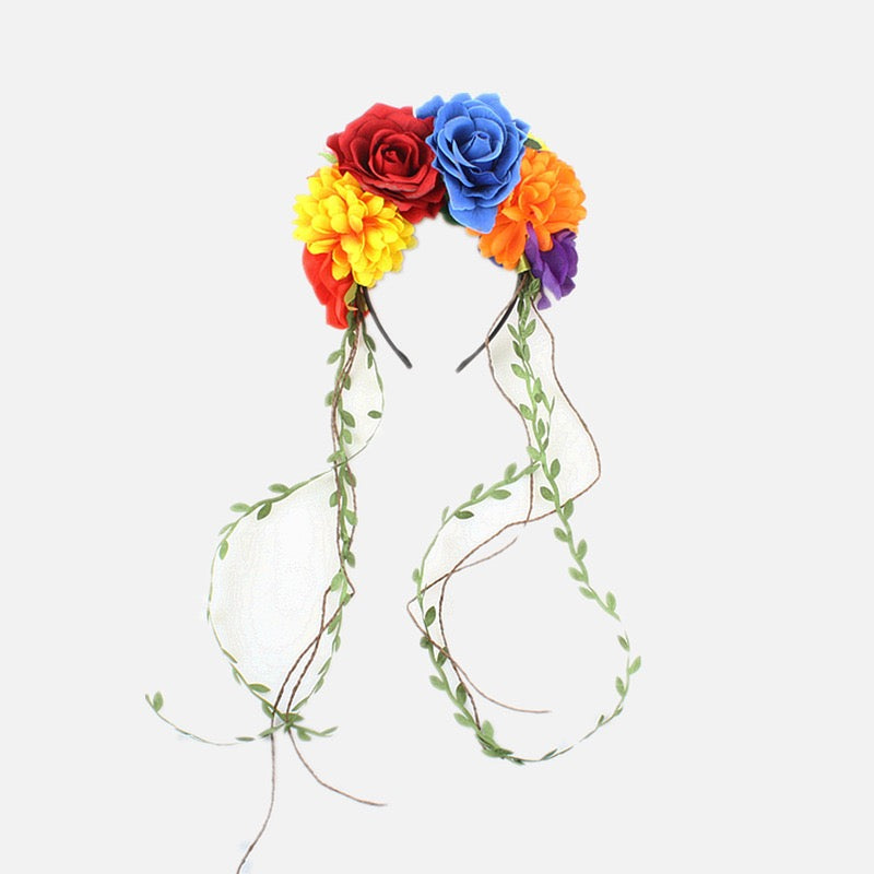 Vibrant Bohemian Flower Crown Headband