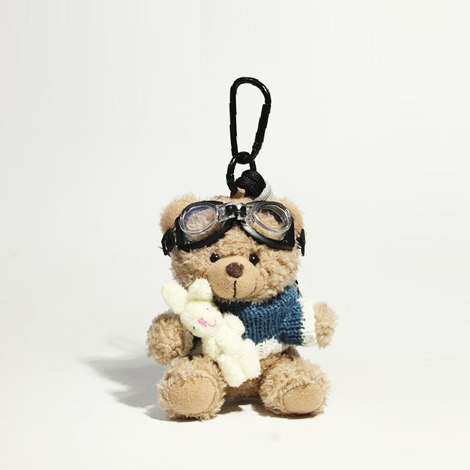 Bunny-Holding Aviator Teddy Bag Charm