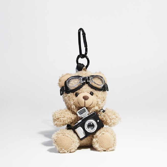 Camera-Holding Aviator Teddy Bag Charm