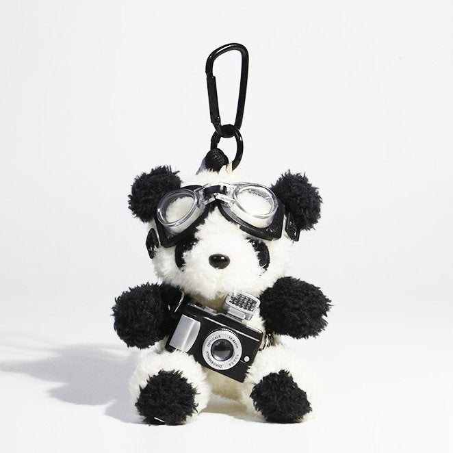 Panda Camera-Holding Aviator Bear Bag Charm