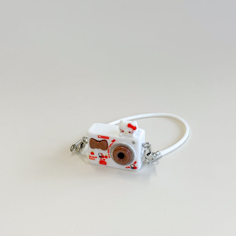 Labubu Cat Camera Charm – Mini Camera Accessory flat lay product shot – Lizzie & Friends