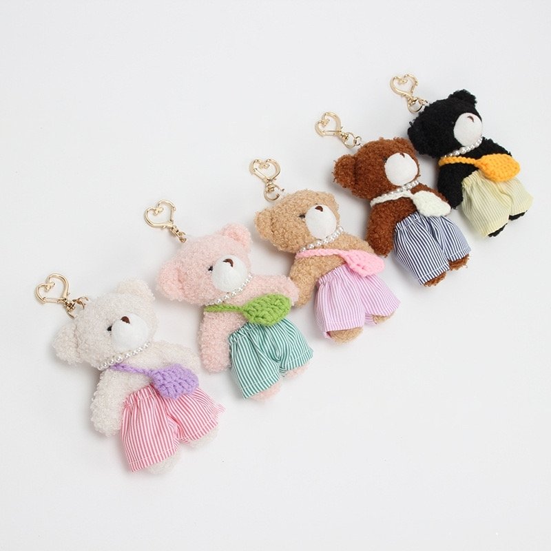 Charming Pastel Teddy Bear Bag Charm Collection