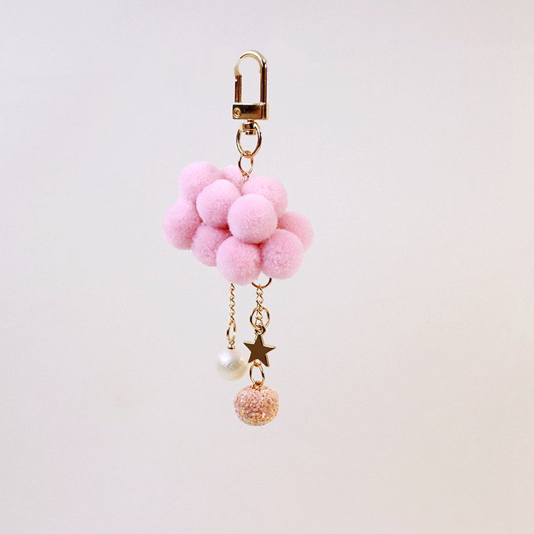 Whimsical Pom-Pom Cloud Bag Charm