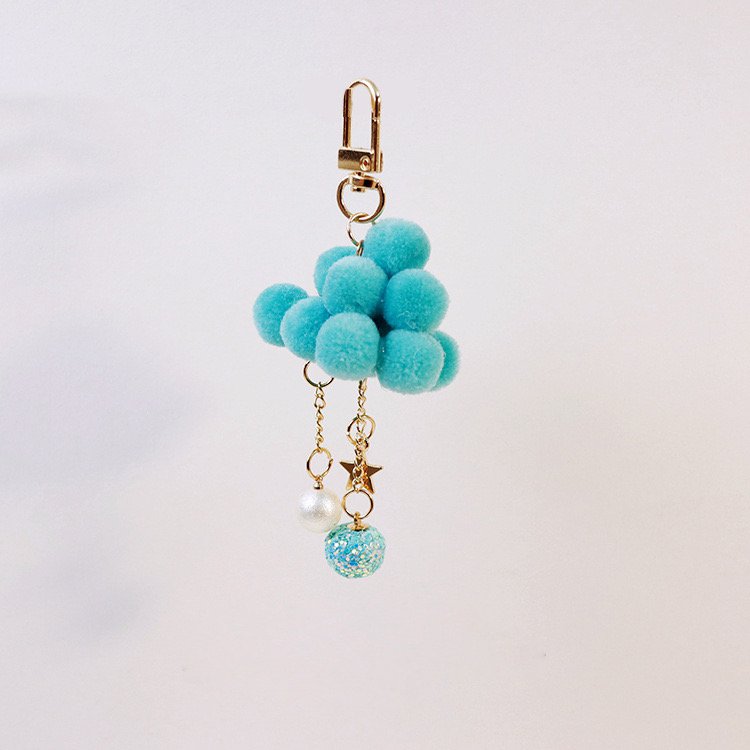 Whimsical Pom-Pom Cloud Bag Charm