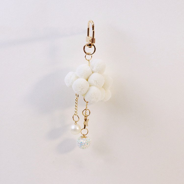 Whimsical Pom-Pom Cloud Bag Charm