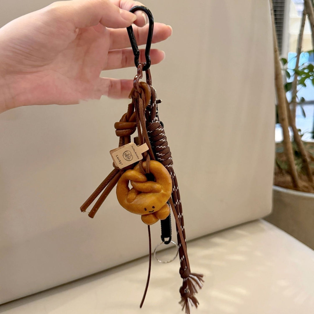 Artisanal Pretzel Leather Bag Charm