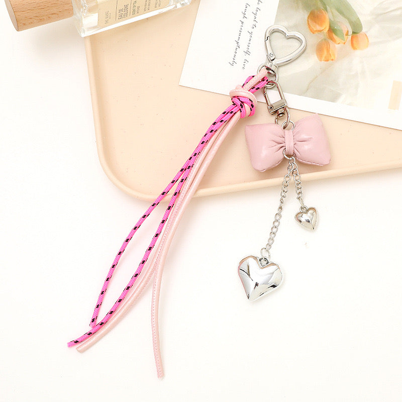 Bow & Heart Bag Charm