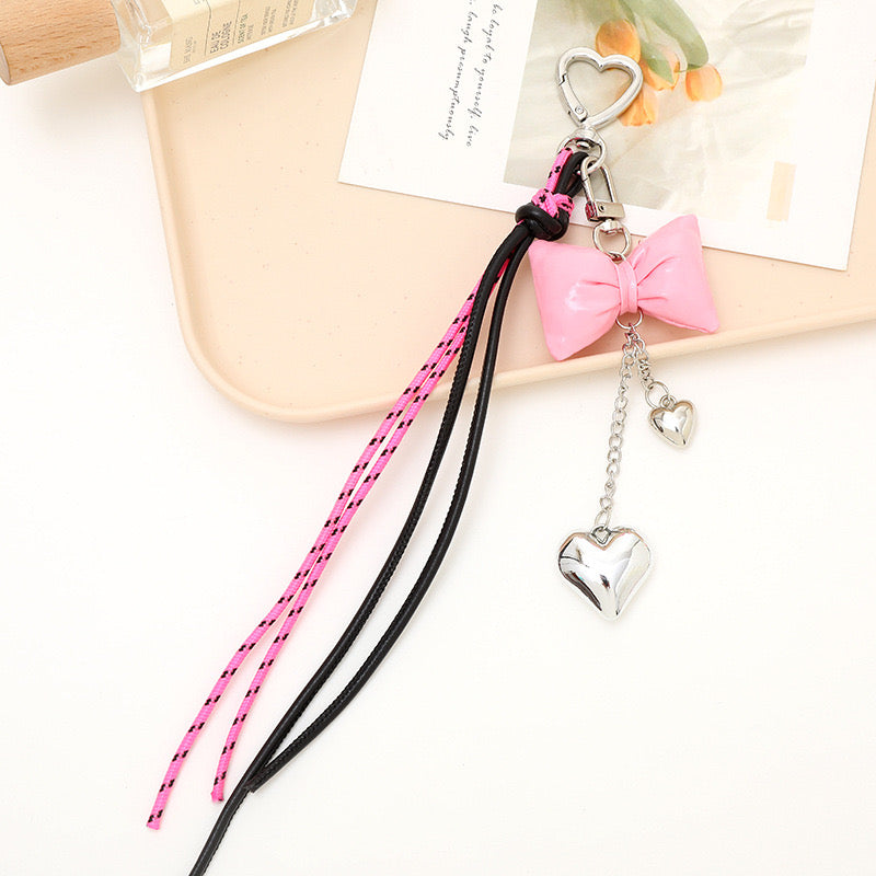 Bow & Heart Bag Charm