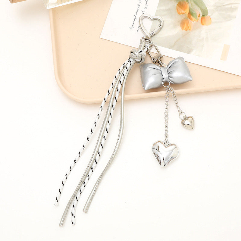 Bow & Heart Bag Charm