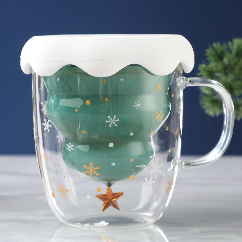 Snowy Christmas Tree Glass Mug