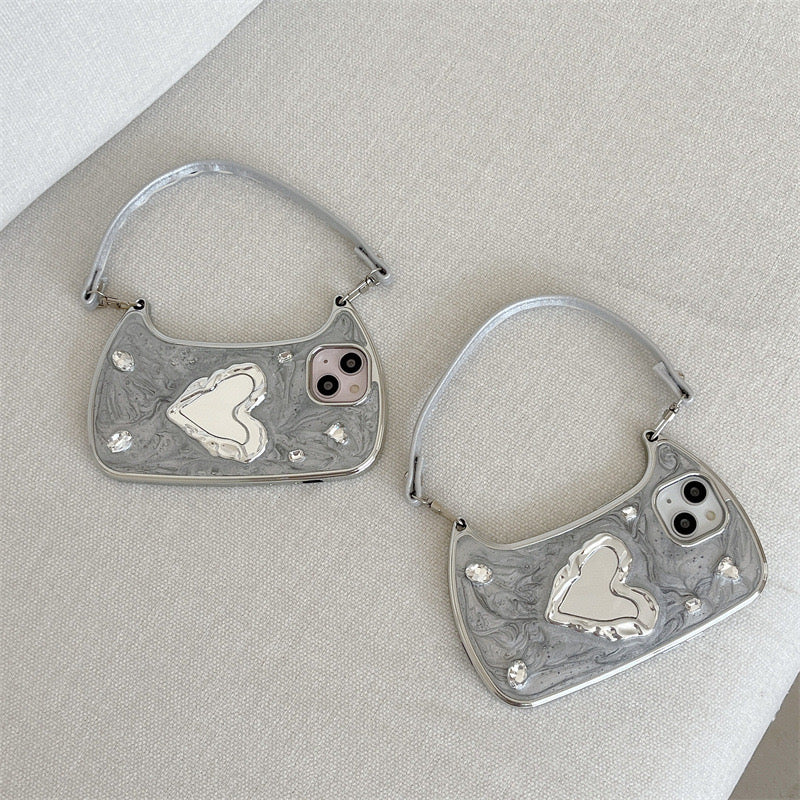 Silver Heart Mini Bag Phone Case