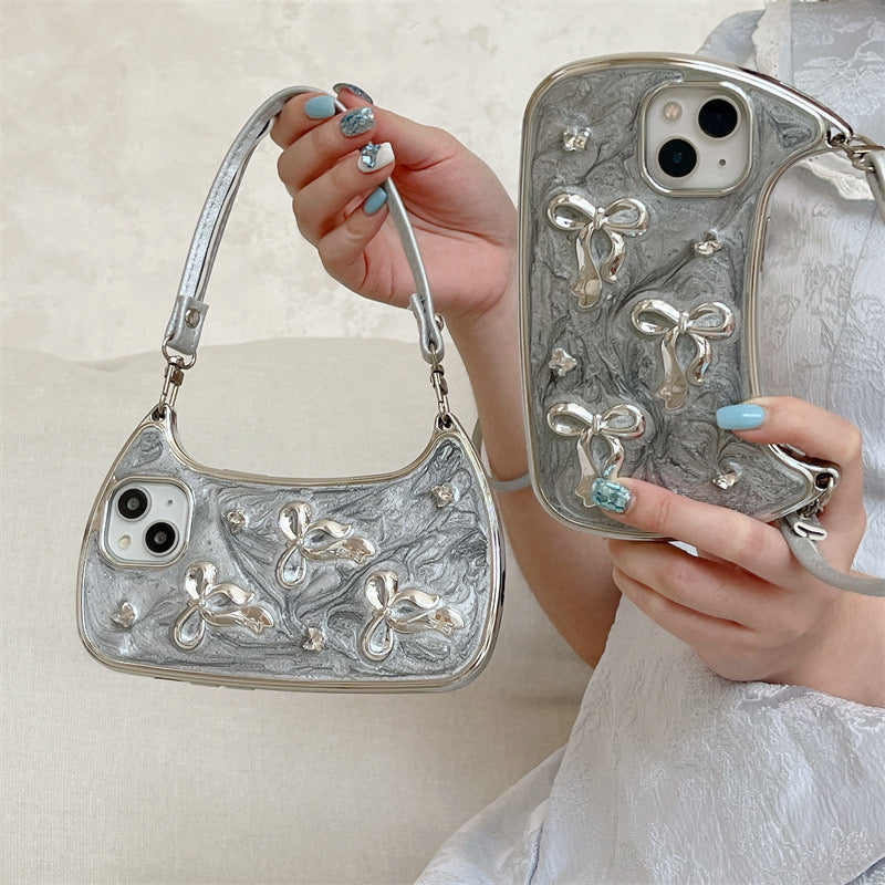 Silver Ribbon Mini Bag Phone Case