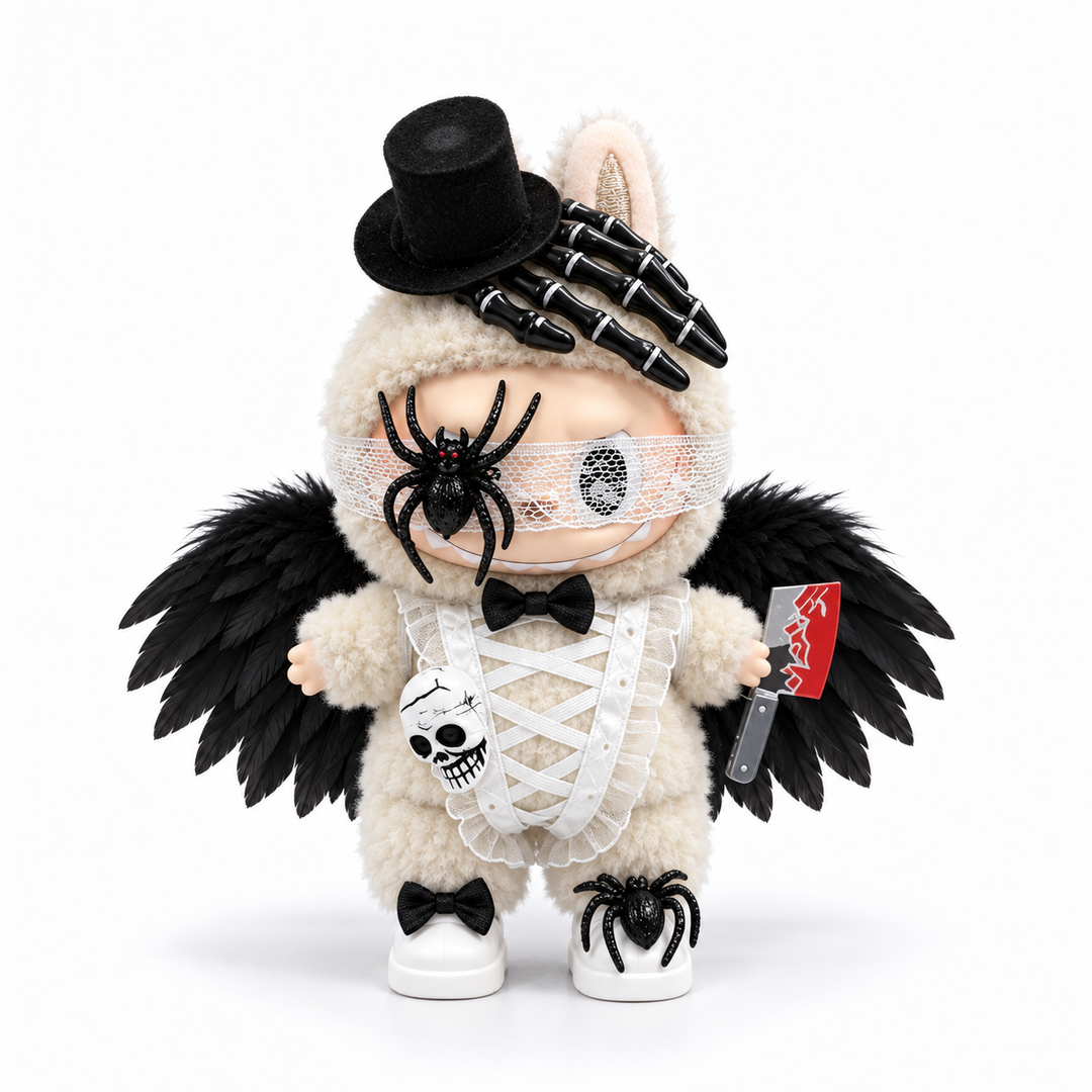 Labubu Black Wings Lace Blindfold Outfit Set