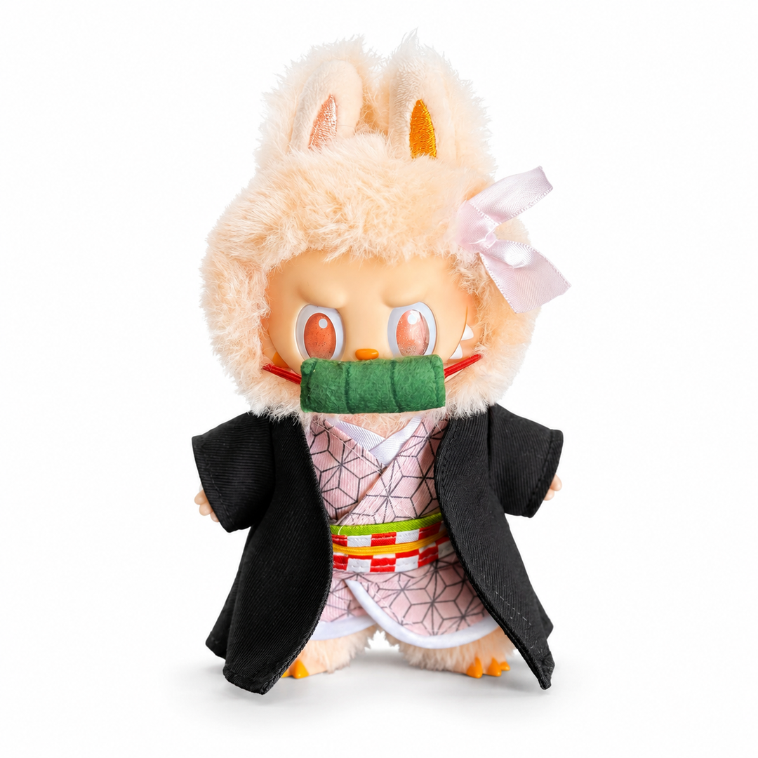 Labubu Demon Slayer Nezuko Outfit Set – Complete with Authentic Happiness Figure
