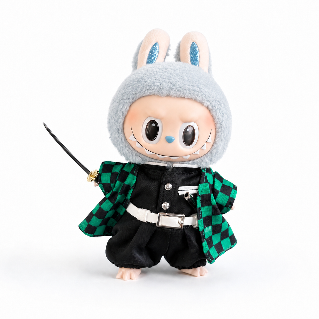 Labubu Demon Slayer Tanjiro Outfit Set – Complete with Authentic Exciting Macaron Sea Salt Coconut Figure