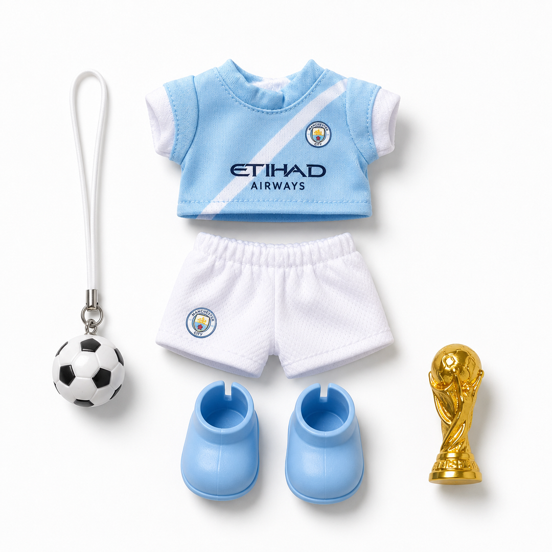 Labubu Manchester City Football Outfit Set – Complete with Authentic Blue Prelude Figure