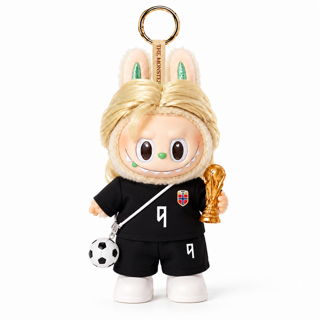 Labubu Norway #9 Black Football Outfit Set – Complete with Authentic Blue Prelude Figure