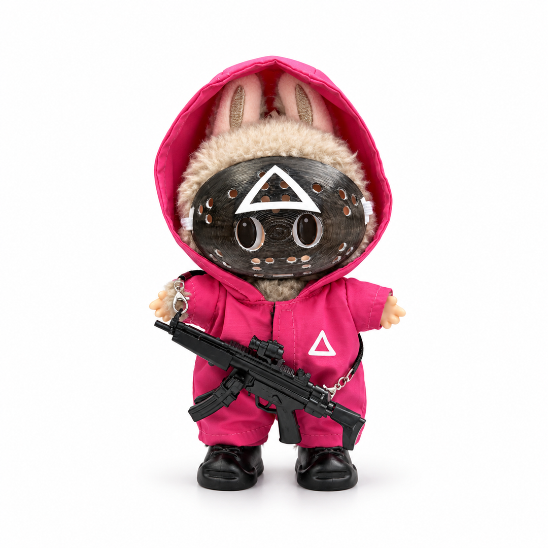 Labubu Pink Jumpsuit Masked Guard Outfit Set