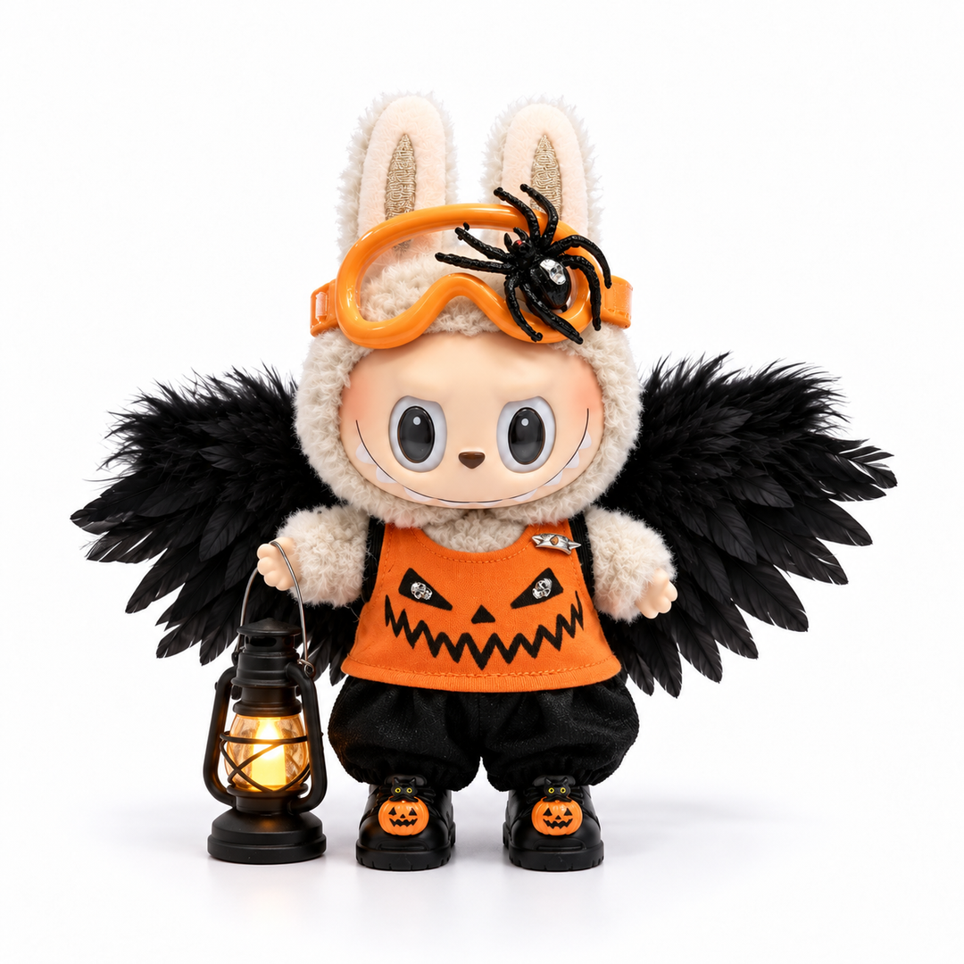 Labubu Pumpkin Tank & Black Corduroy Outfit Set