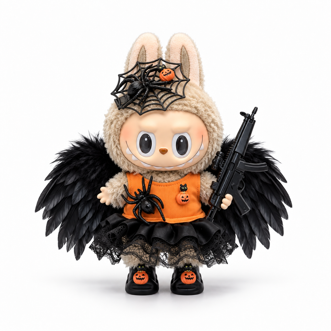 Labubu Pumpkin Tank & Spiderweb Tutu Outfit Set