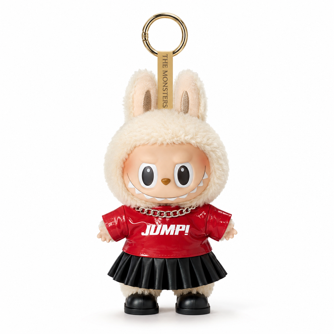Labubu Red JUMP! Crop Top & Pleated Skirt Outfit Set