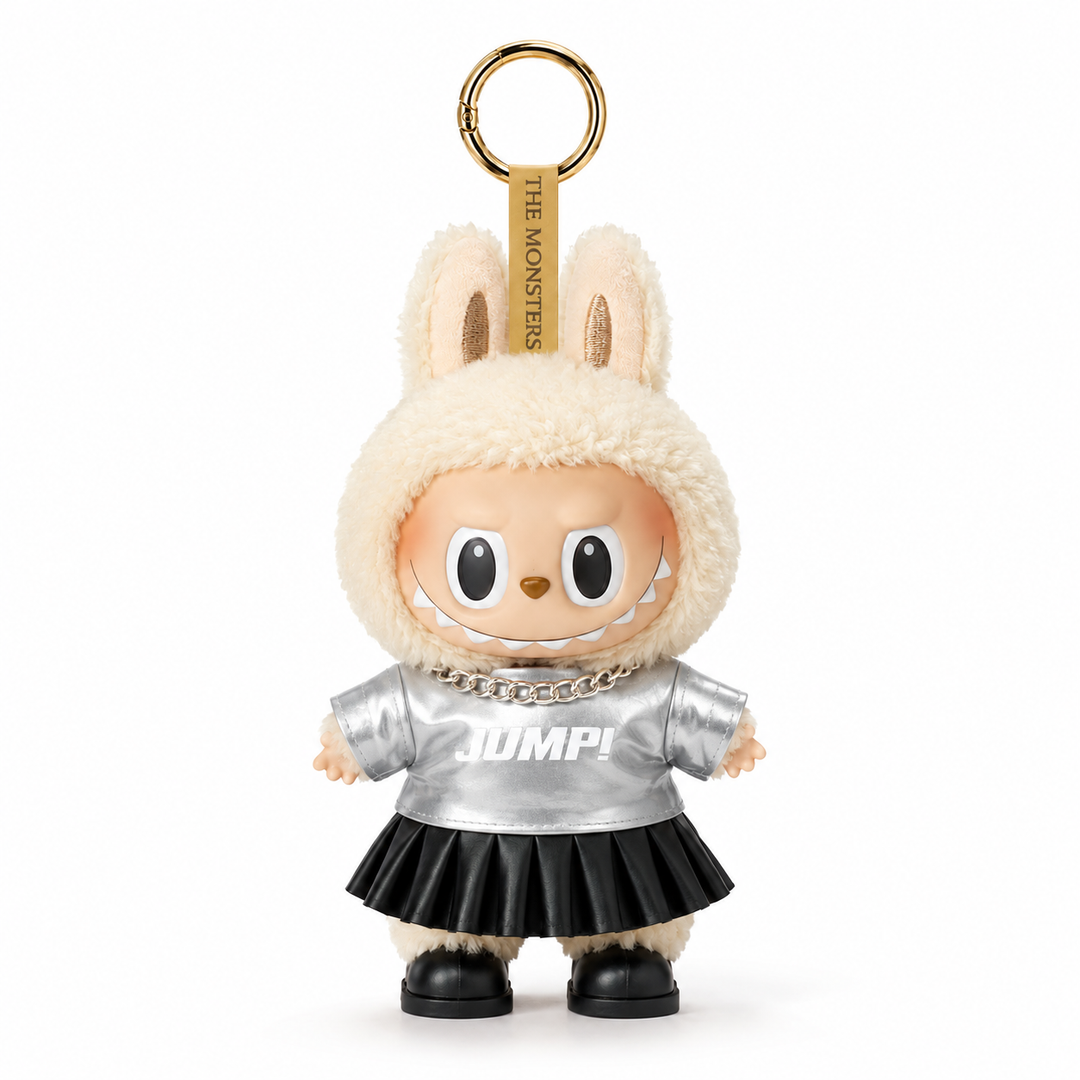 Labubu Silver JUMP! Crop Top & Pleated Skirt Outfit Set