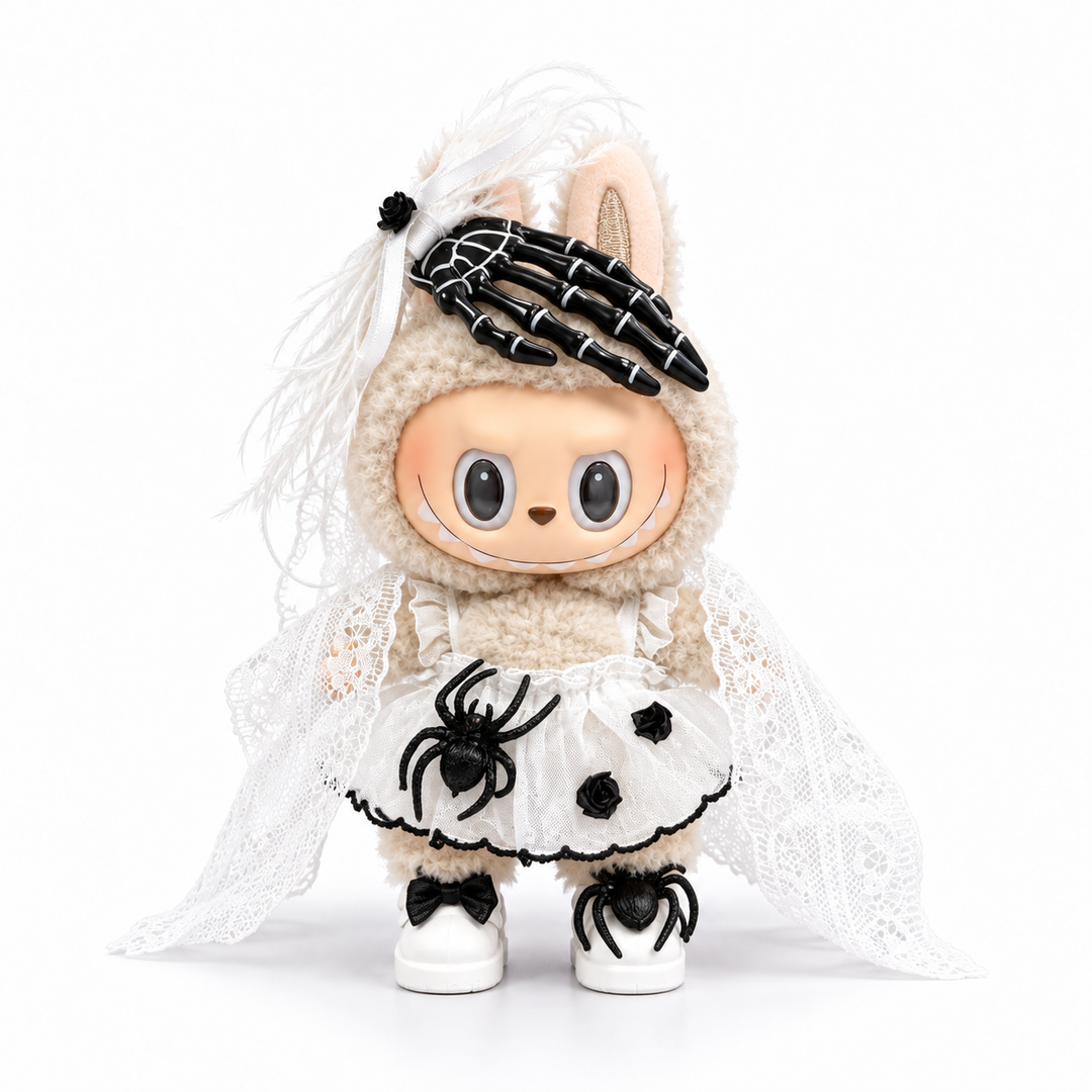 Labubu Skeleton Hand Ghost Bride Outfit Set