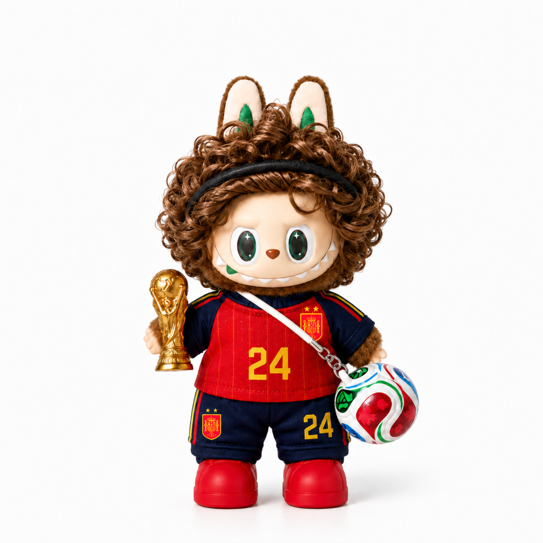 Labubu Spain #24 Two-Star Football Outfit Set – Complete with Authentic Coastal Vibes Figure