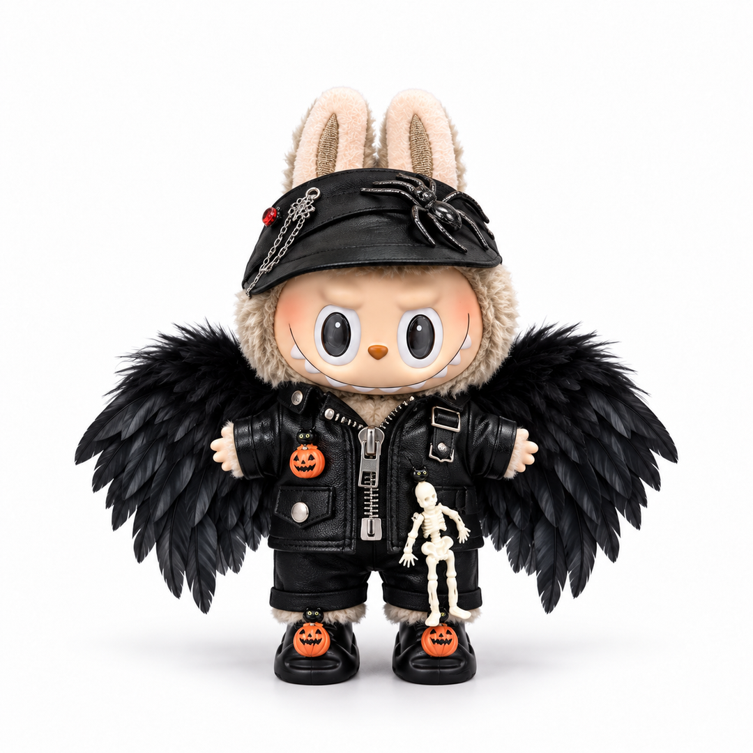 Labubu Spider Visor Biker Wings Outfit Set