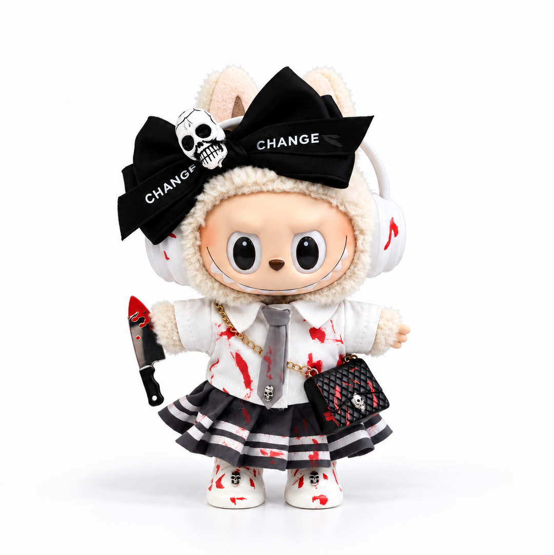 Labubu Splatter Schoolgirl Uniform Outfit Set