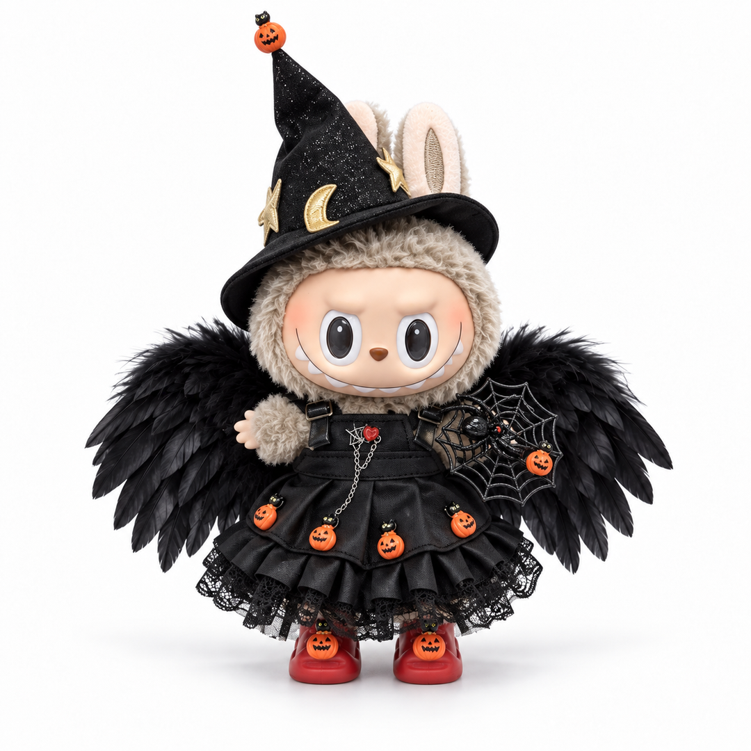Labubu Starlit Witch Hat & Wings Outfit Set