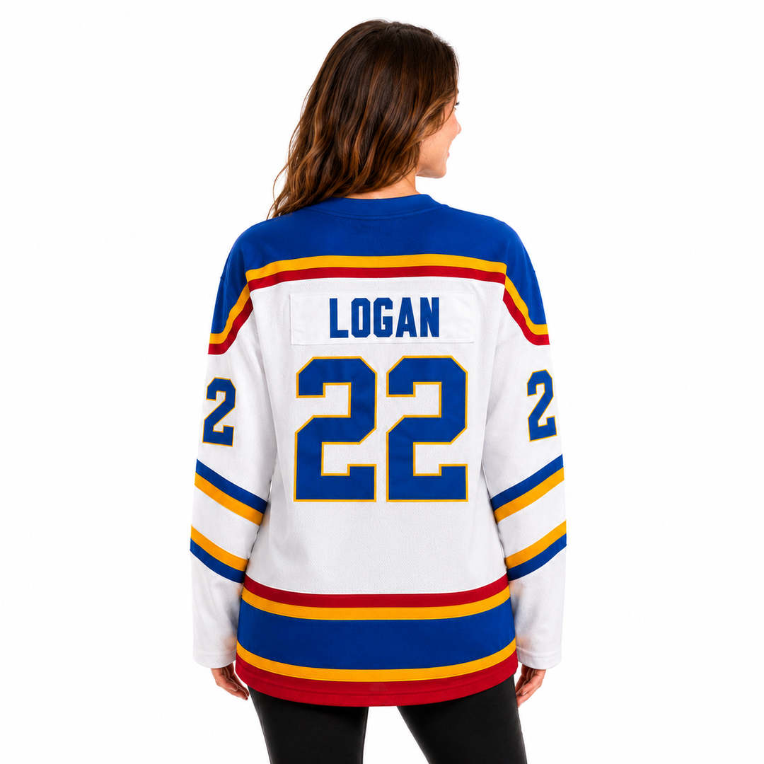Logan No. 22 Briar Hockey Jersey - White Pro Edition
