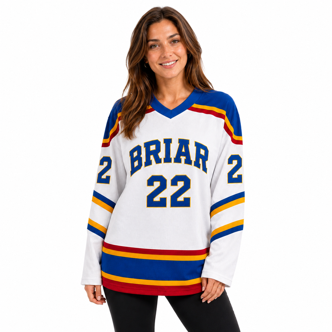 Logan No. 22 Briar Hockey Jersey - White Pro Edition