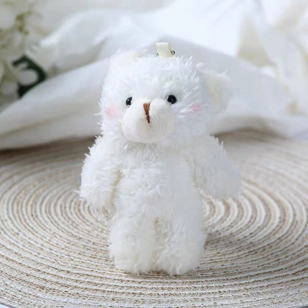 Fluffy White Teddy Bear Bag Charm