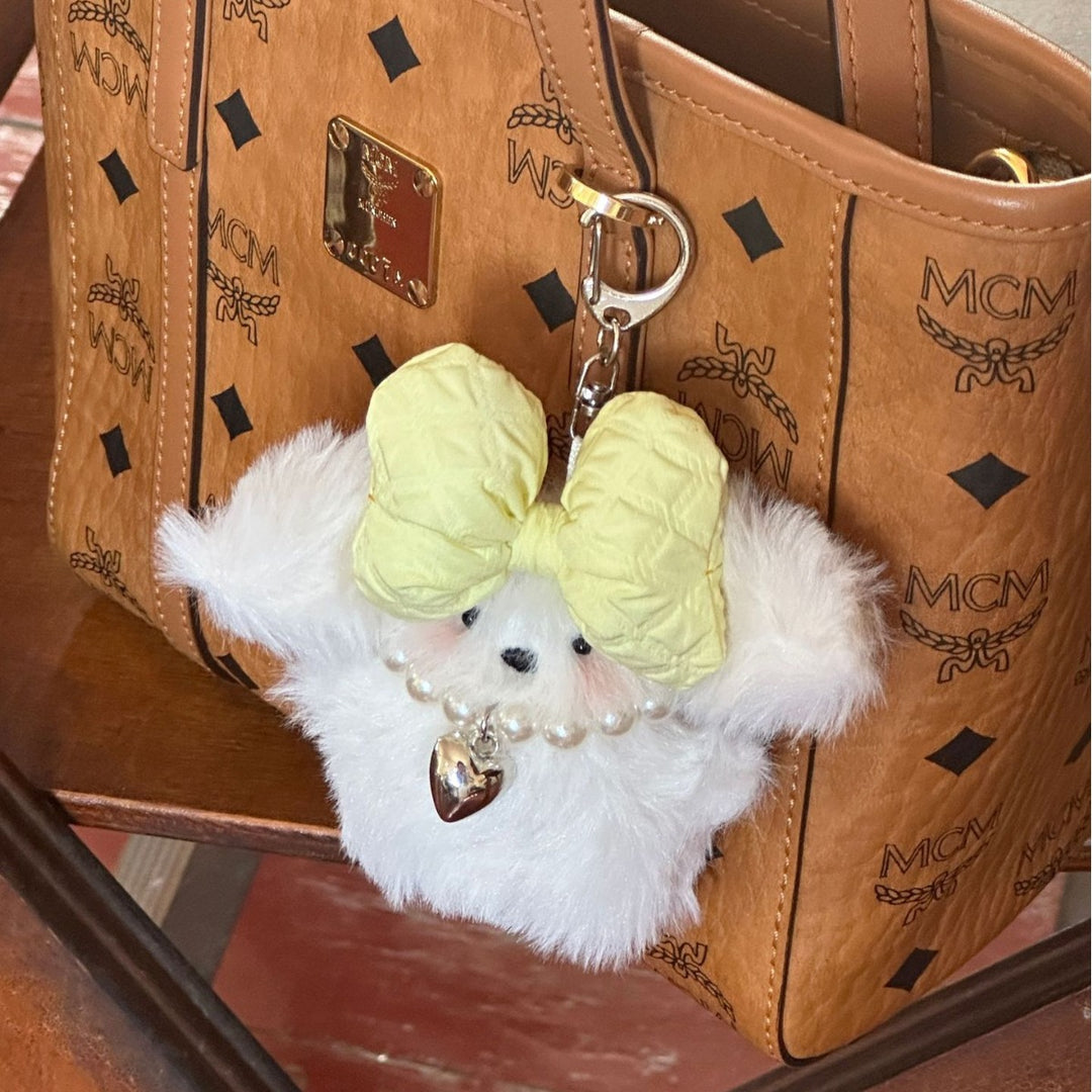 Yellow Ribbon Fluffy Puppy Charm