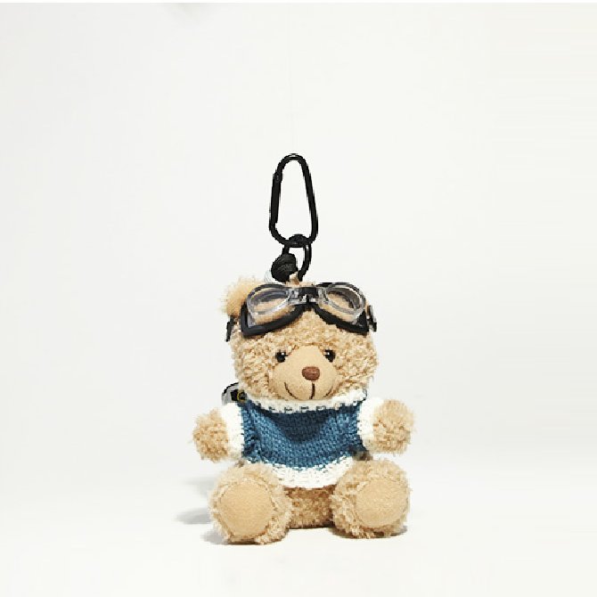 Blue Knit Aviator Teddy Bag Charm